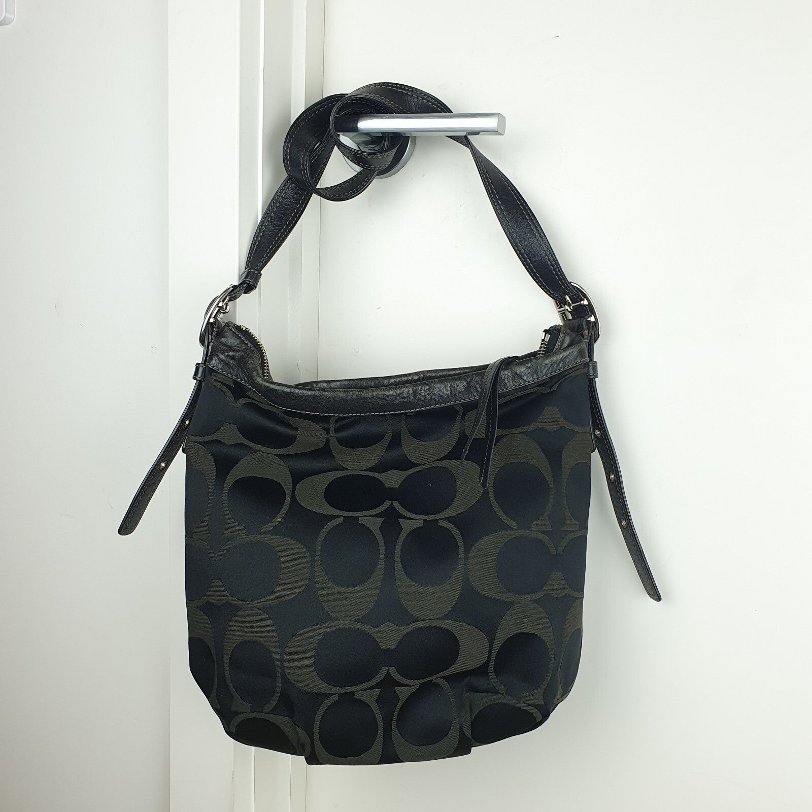 Coach Signature Canvas and Leather Shoulder Bag