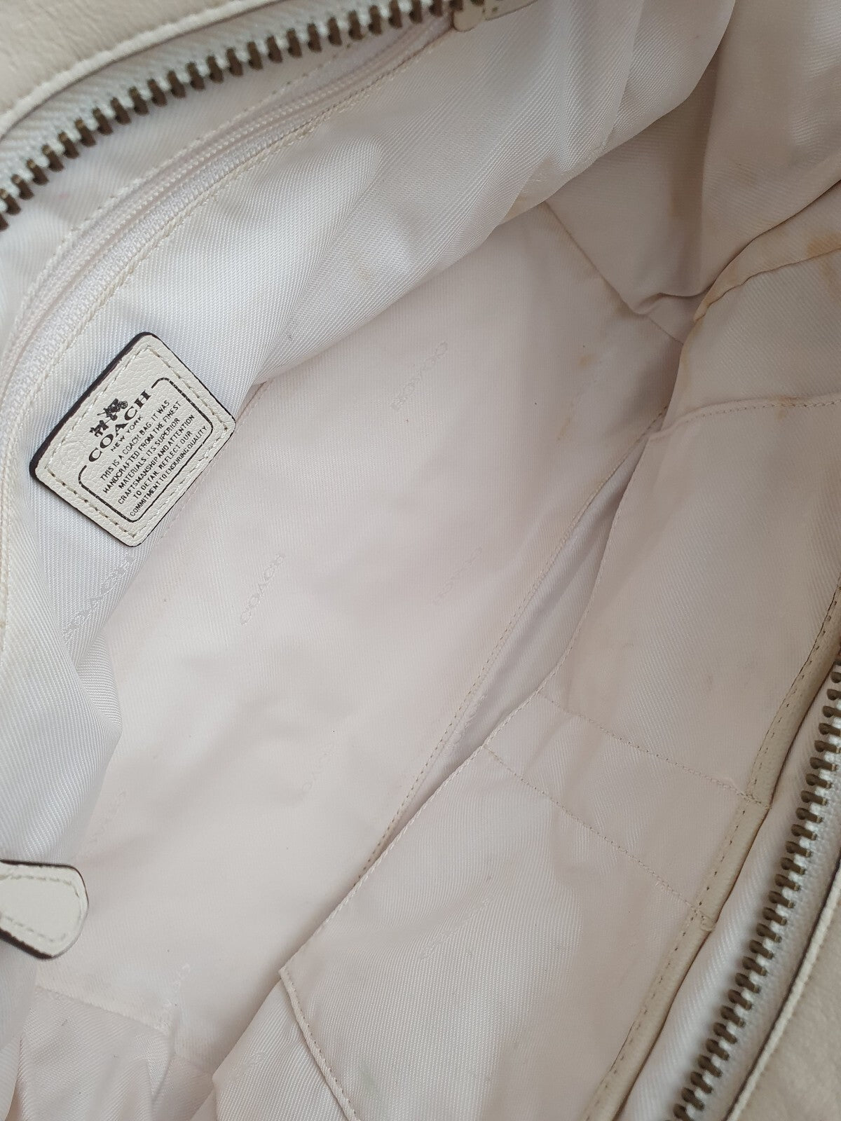Coach Cream Leather Satchel Swagger 37732Handbag with Shoulder Strap