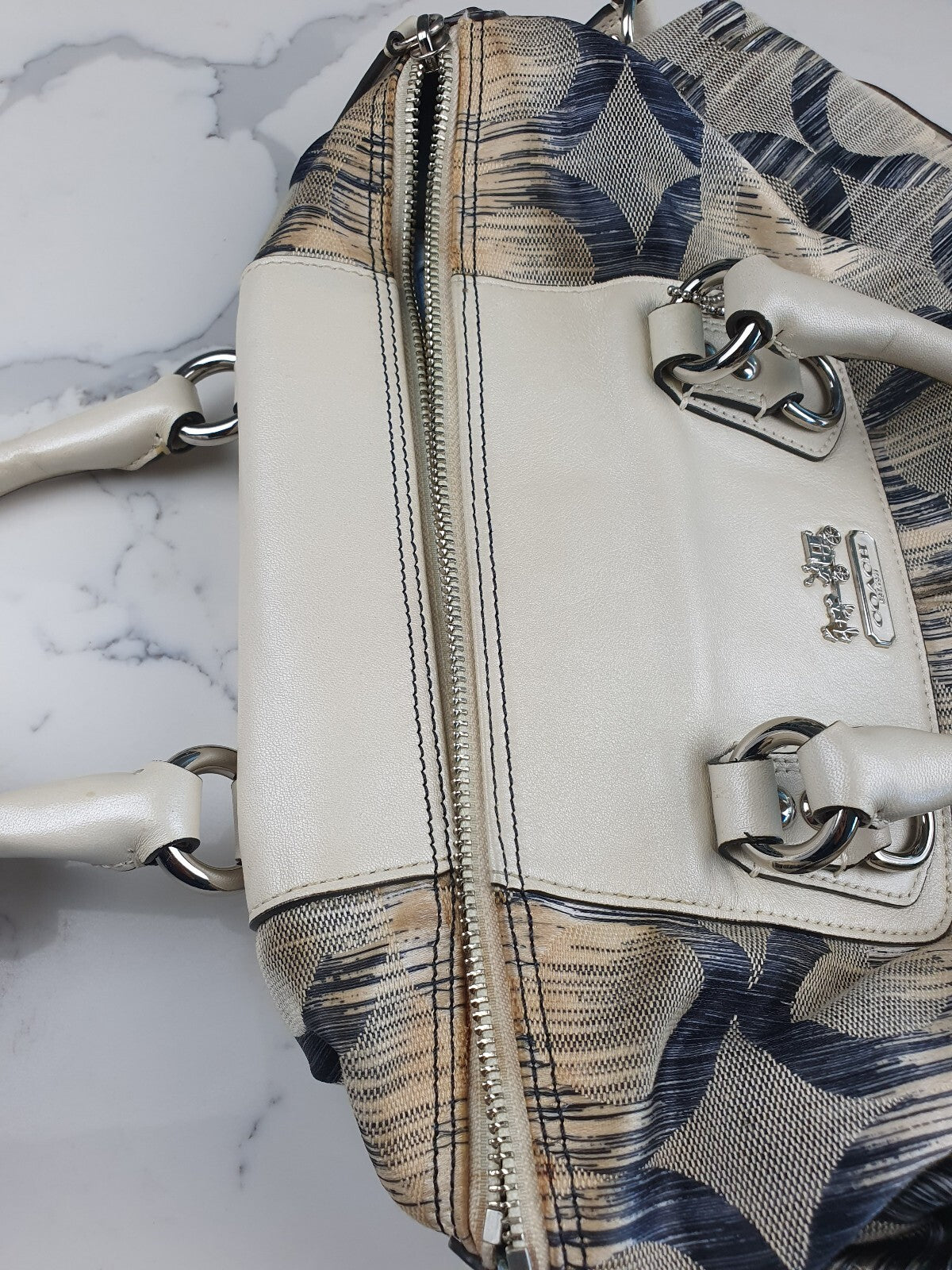Coach Vintage Signature Canvas and Leather Satchel Hobo Bag