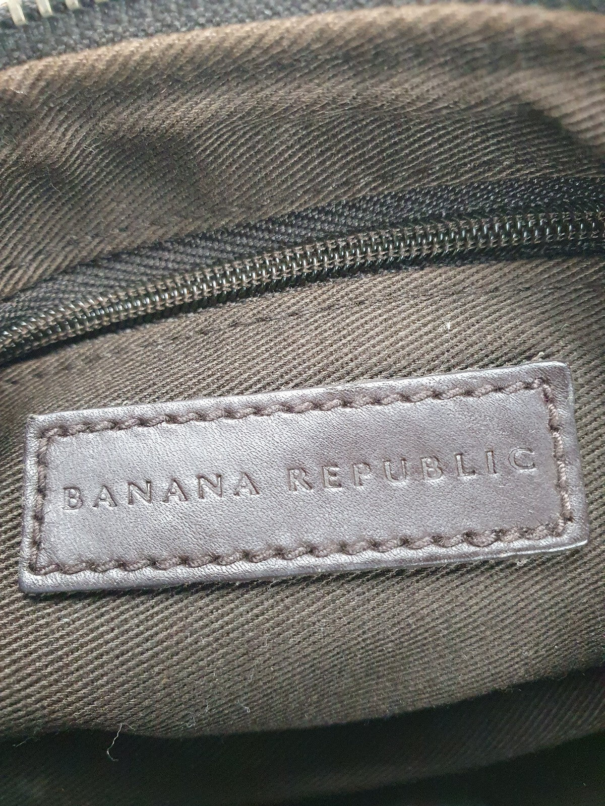 Banana Republic Dark Brown Nylon and Leather Small Shoulder Bag