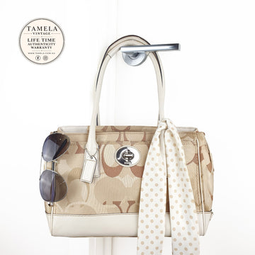Coach Signature Canvas and Leather Satchel Handbag
