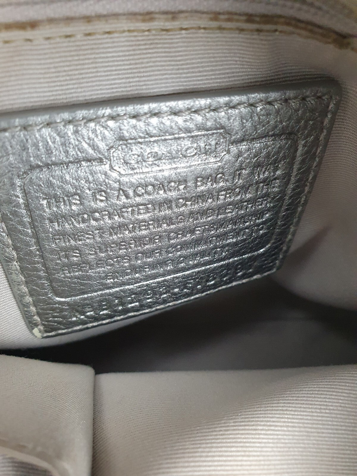 Coach Signature Canvas and Silver Leather Shoulder Bag