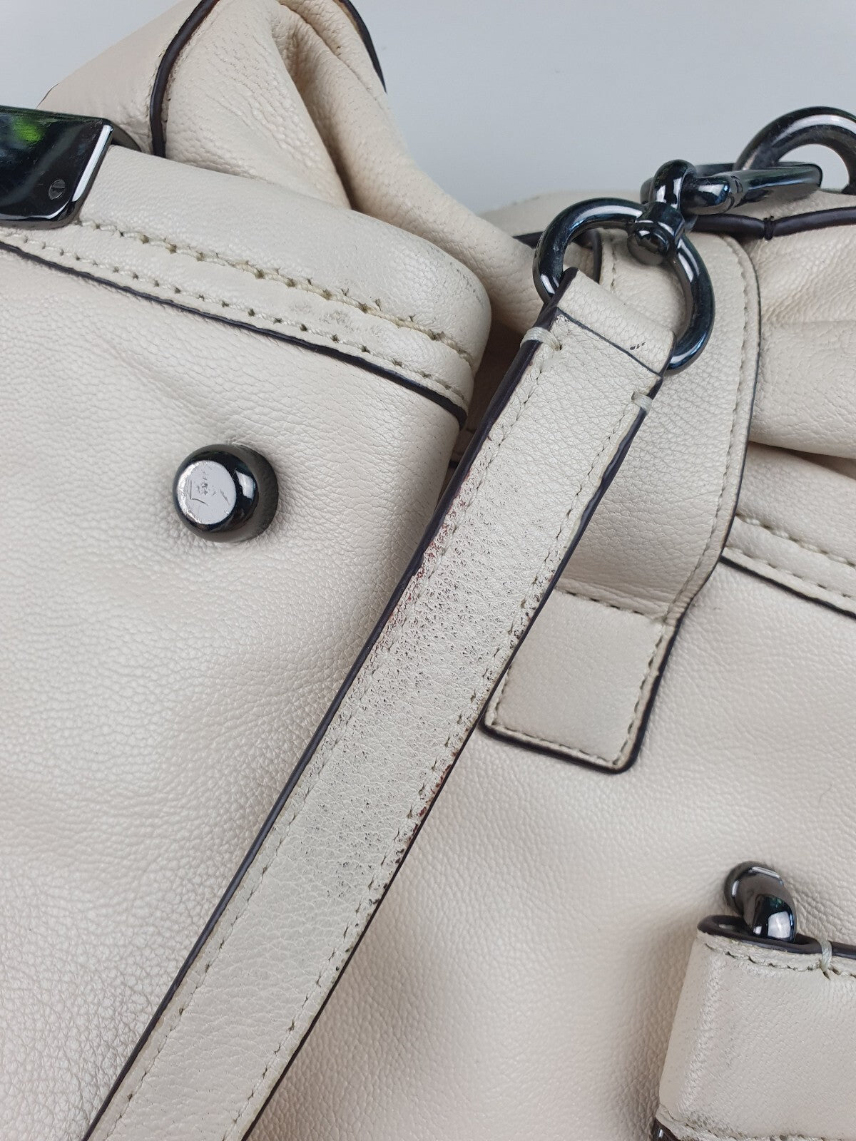 Coach Cream Leather Satchel Swagger 37732Handbag with Shoulder Strap