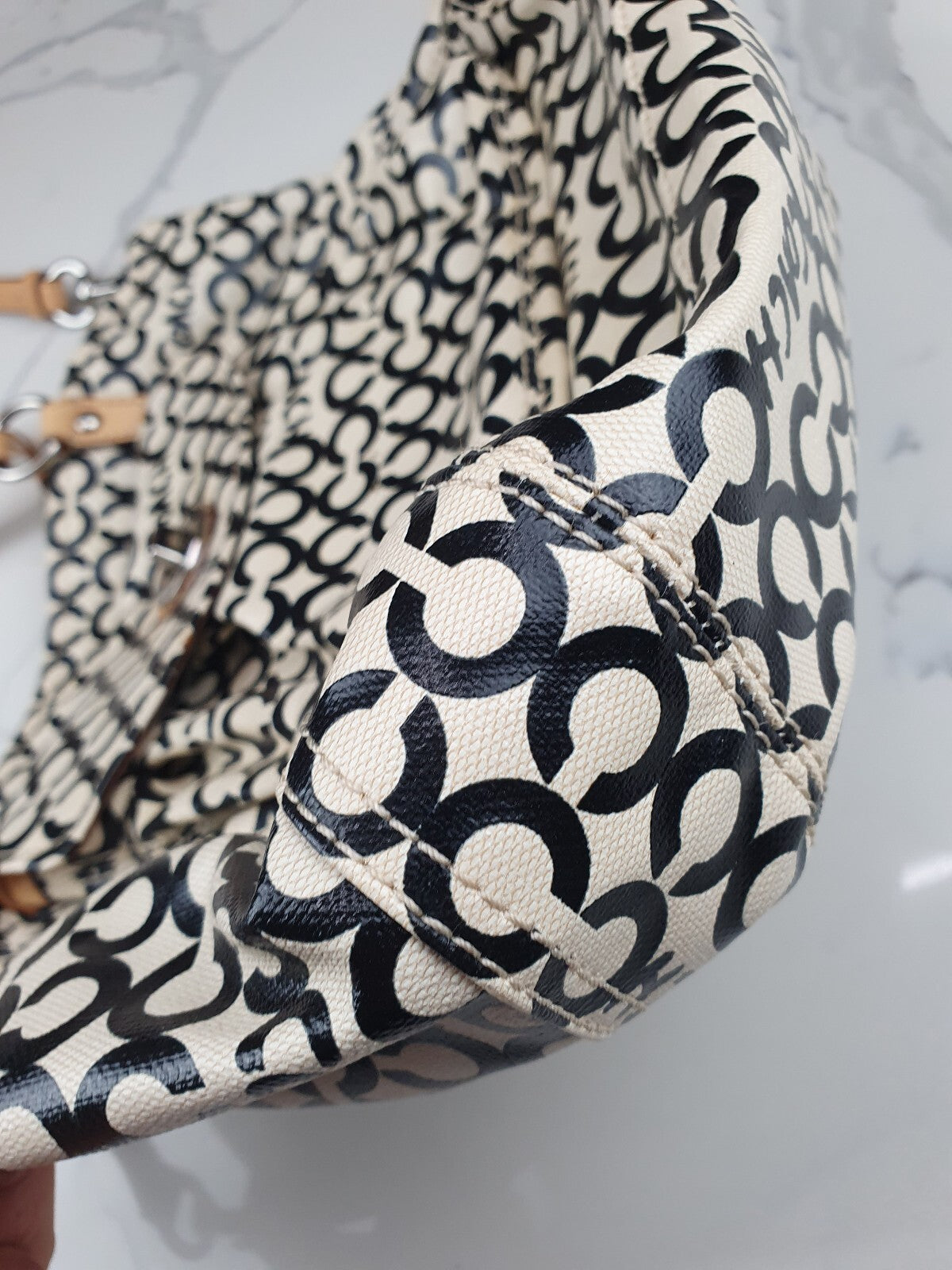 Coach Signature C Canvas Tote Bag with Leather Straps
