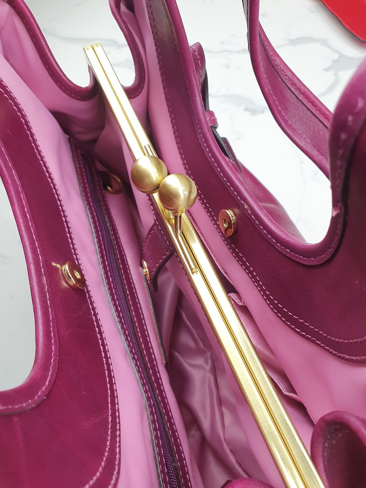 Coach Genuine Leather Purple Shoulder Bag
