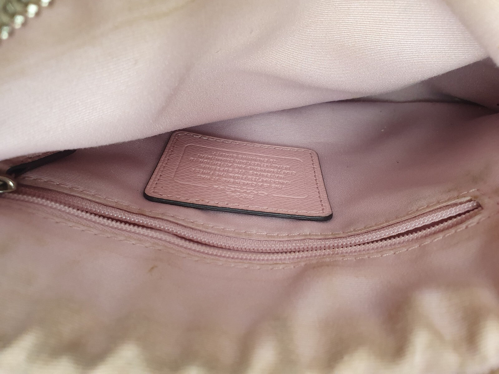 Coach Signature Canvas and Leather Satchel Handbag in Pink and Beige
