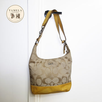 Authentic Coach yellow & tan hobo shoulder bag
