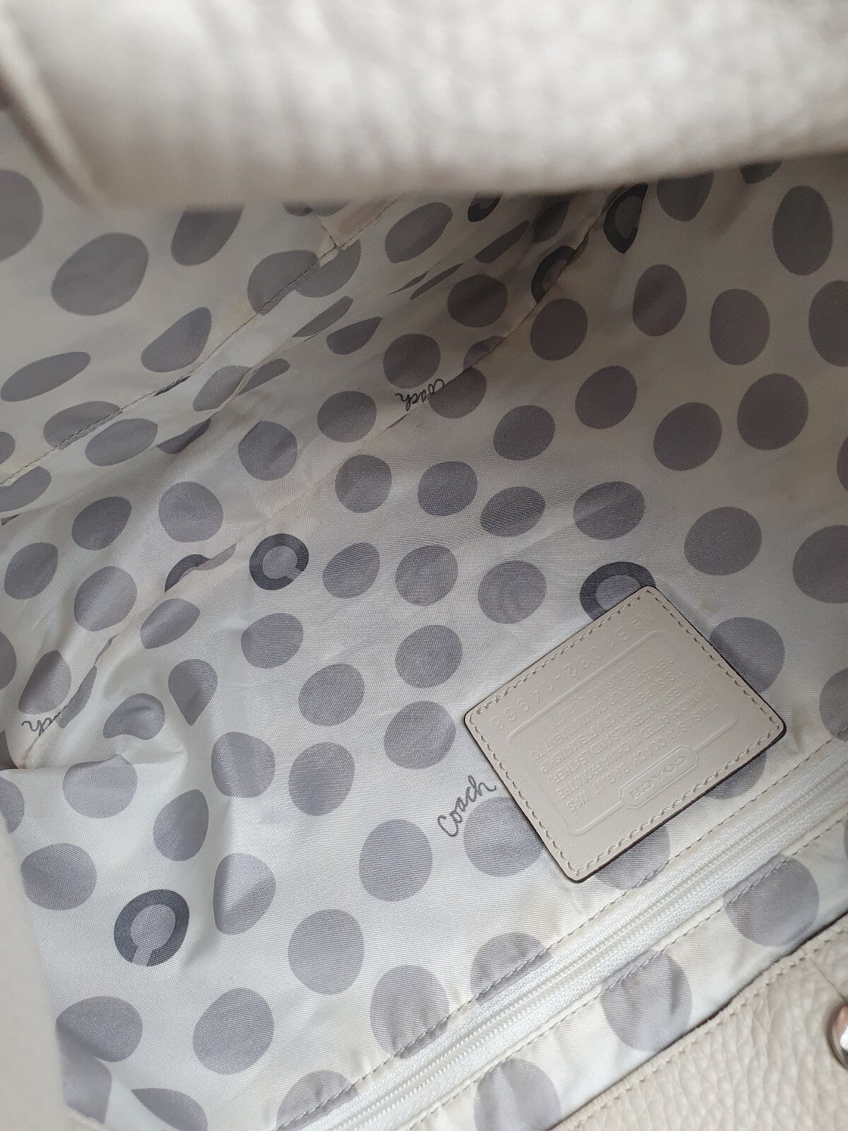 Coach Pebbled Leather Hobo Bag in Cream