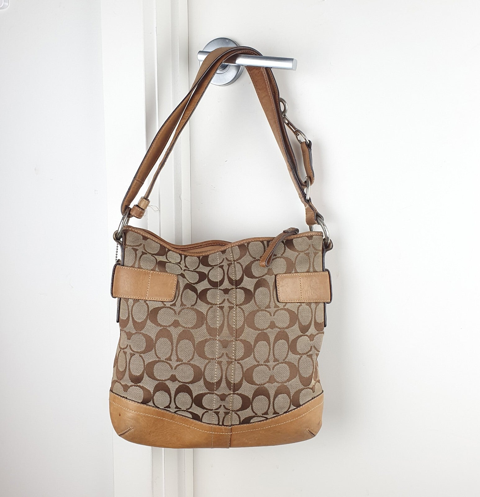 Coach Signature Canvas and Leather Shoulder Bag