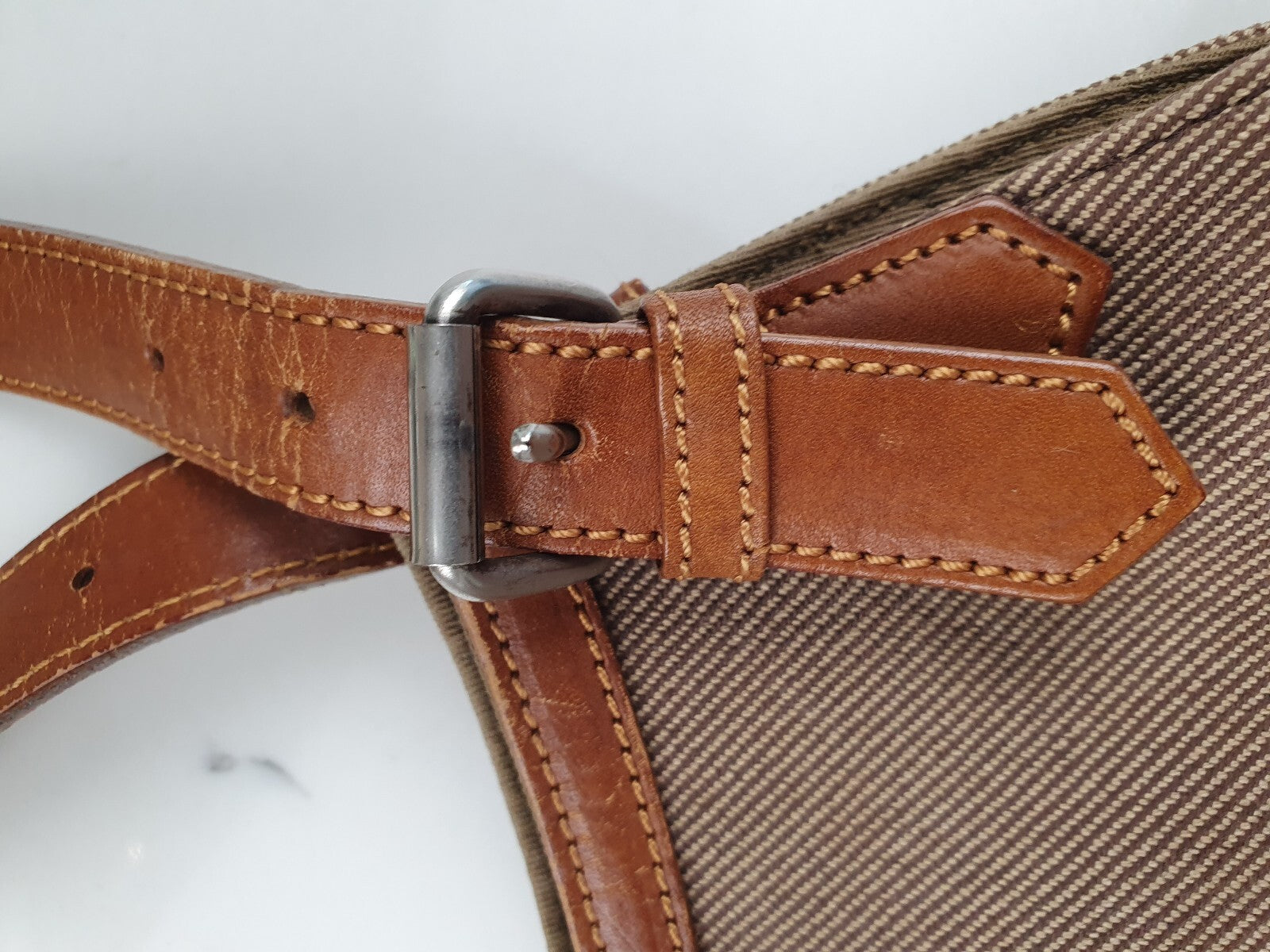 Burberry London Blue Label Brown Canvas and Leather Hobo Shoulder Bag