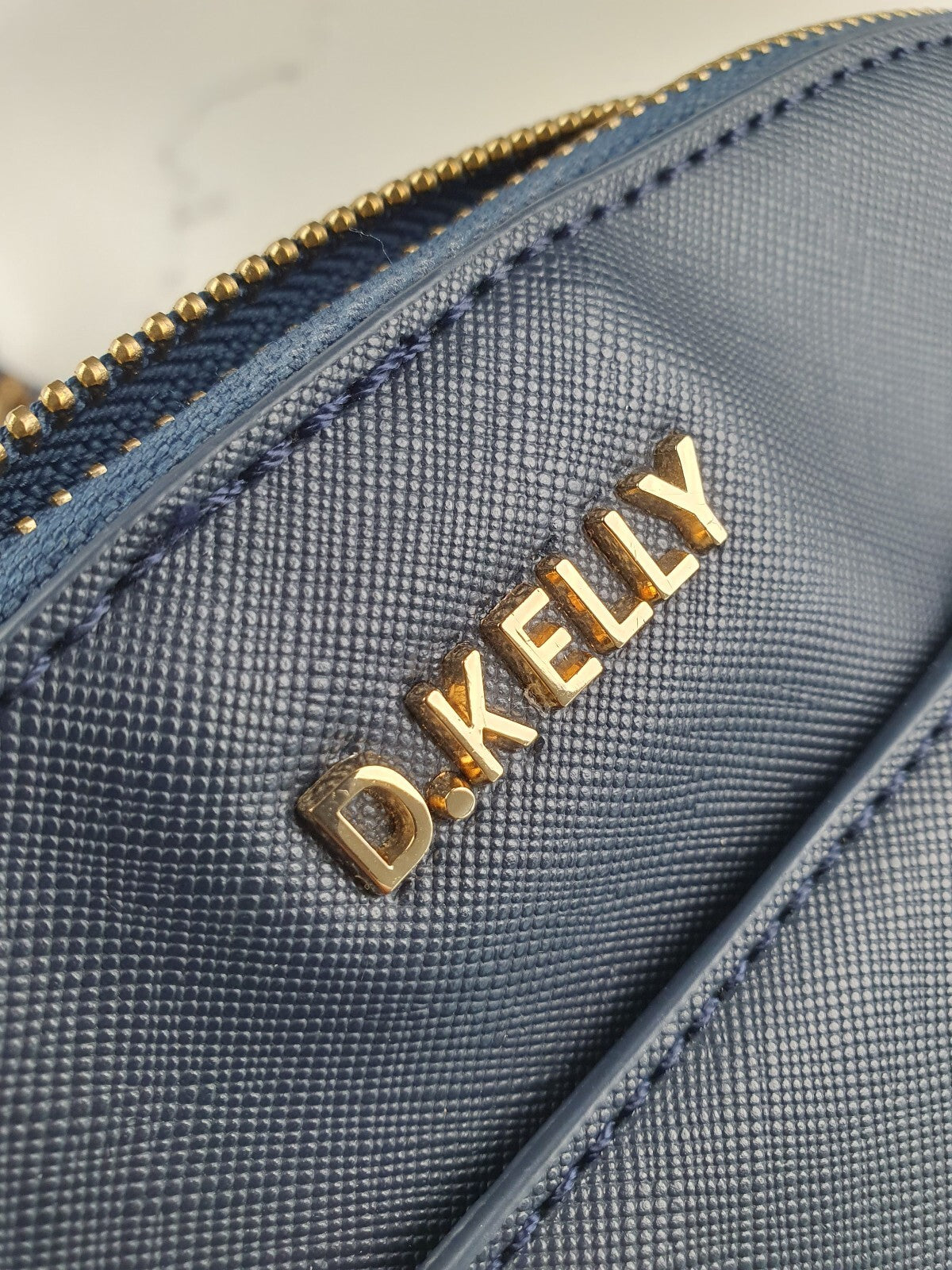 D.Kelly Navy Blue Crossbody Bag with Gold Chain Detail