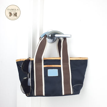 Coach Mini Black Tote Bag with Brown and Cream handles