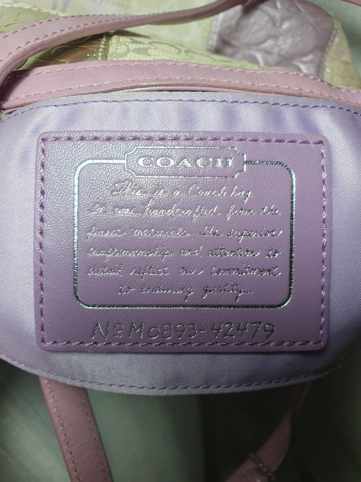 Coach Patchwork Signature Tote Bag in Pink and Beige