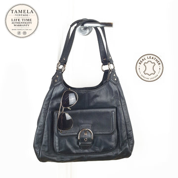 Coach Black Genuine Leather Shoulder Bag