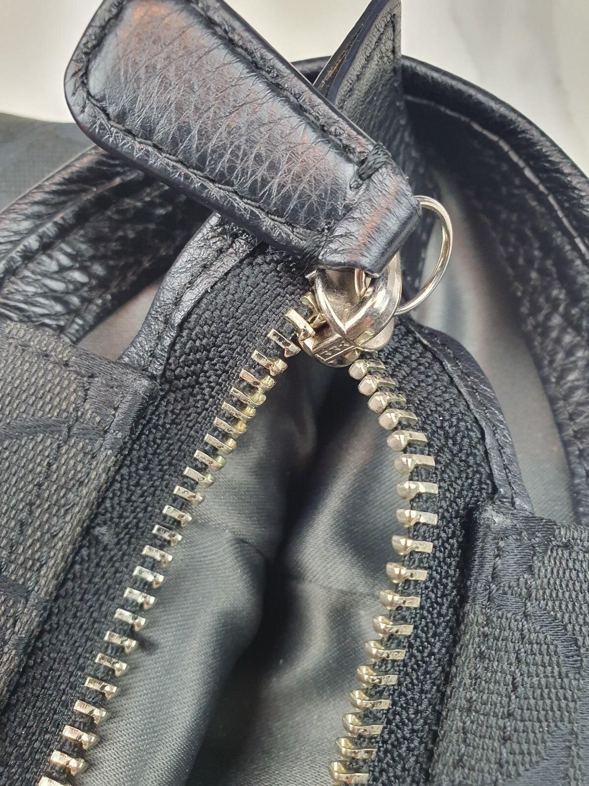 Coach Black Park Signature Canvas Carrie Tote Bag with Leather Trim