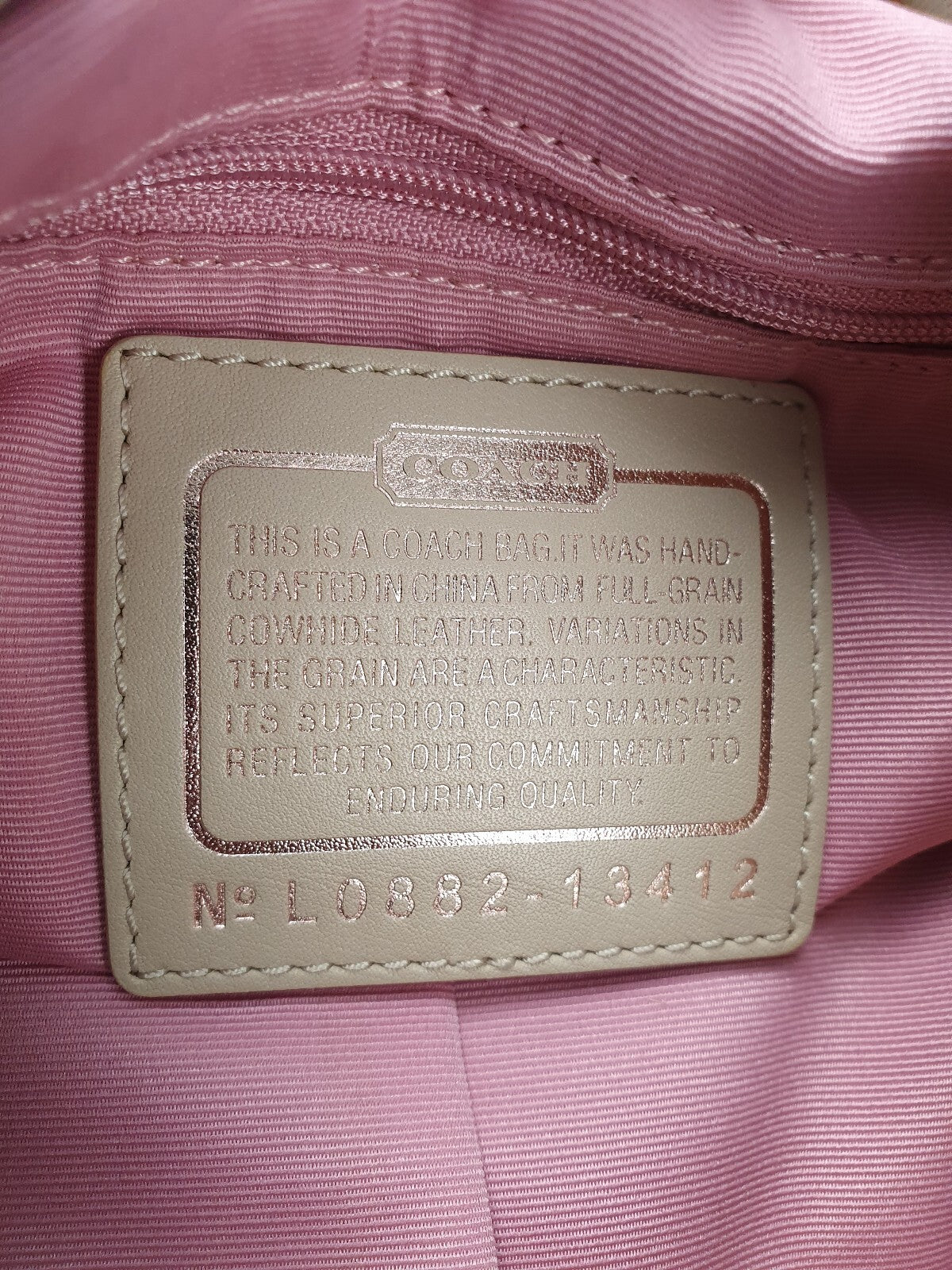 Coach Beige Leather Handbag with Knotted Handles