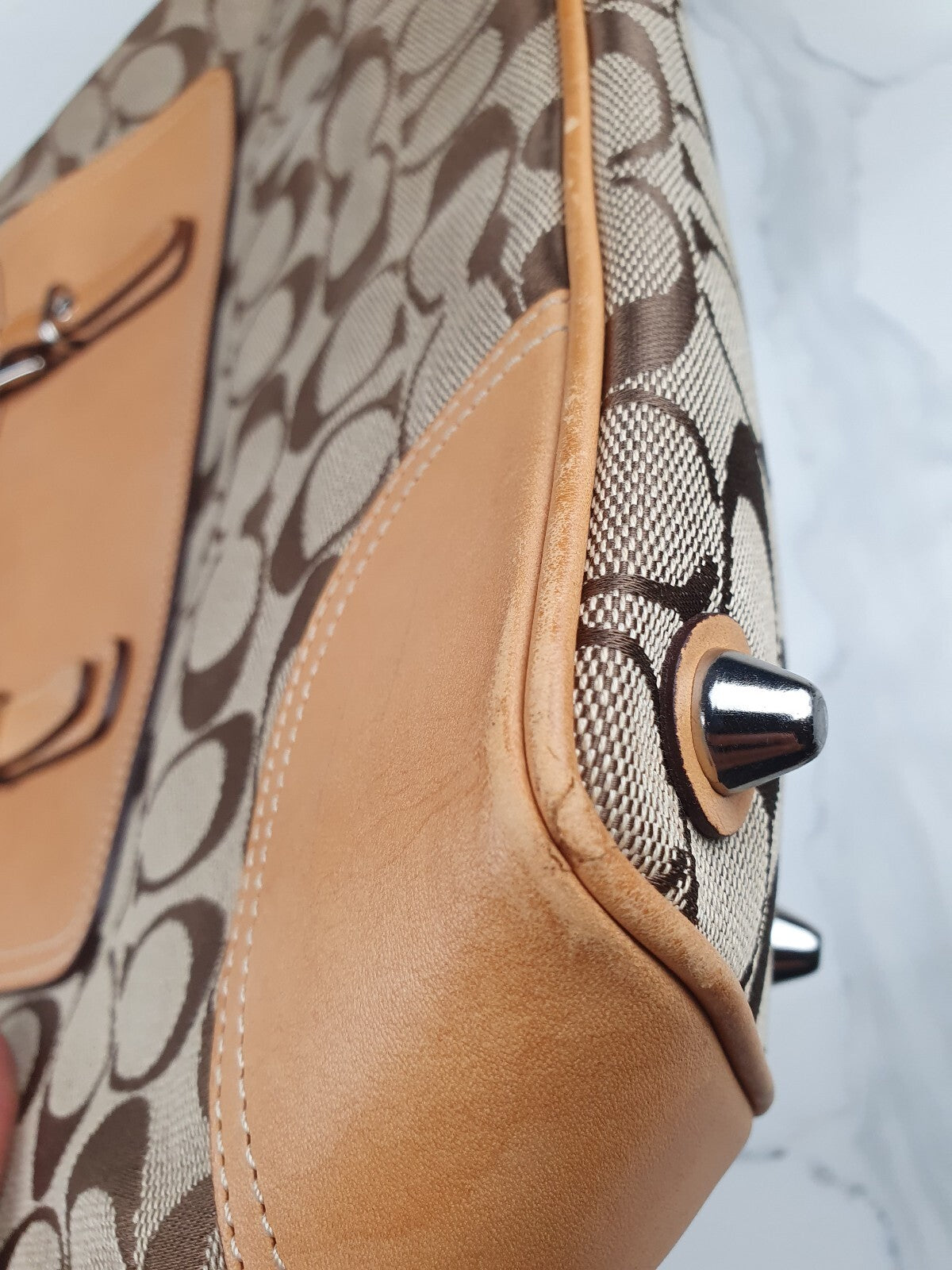 Coach Signature Canvas and Leather Tote Bag