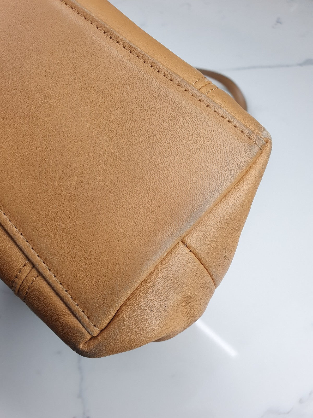 Coach Tan Leather Tote Bag with Shoulder Straps