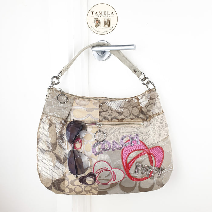 Coach Poppy Patchwork Shoulder Bag with Sequins