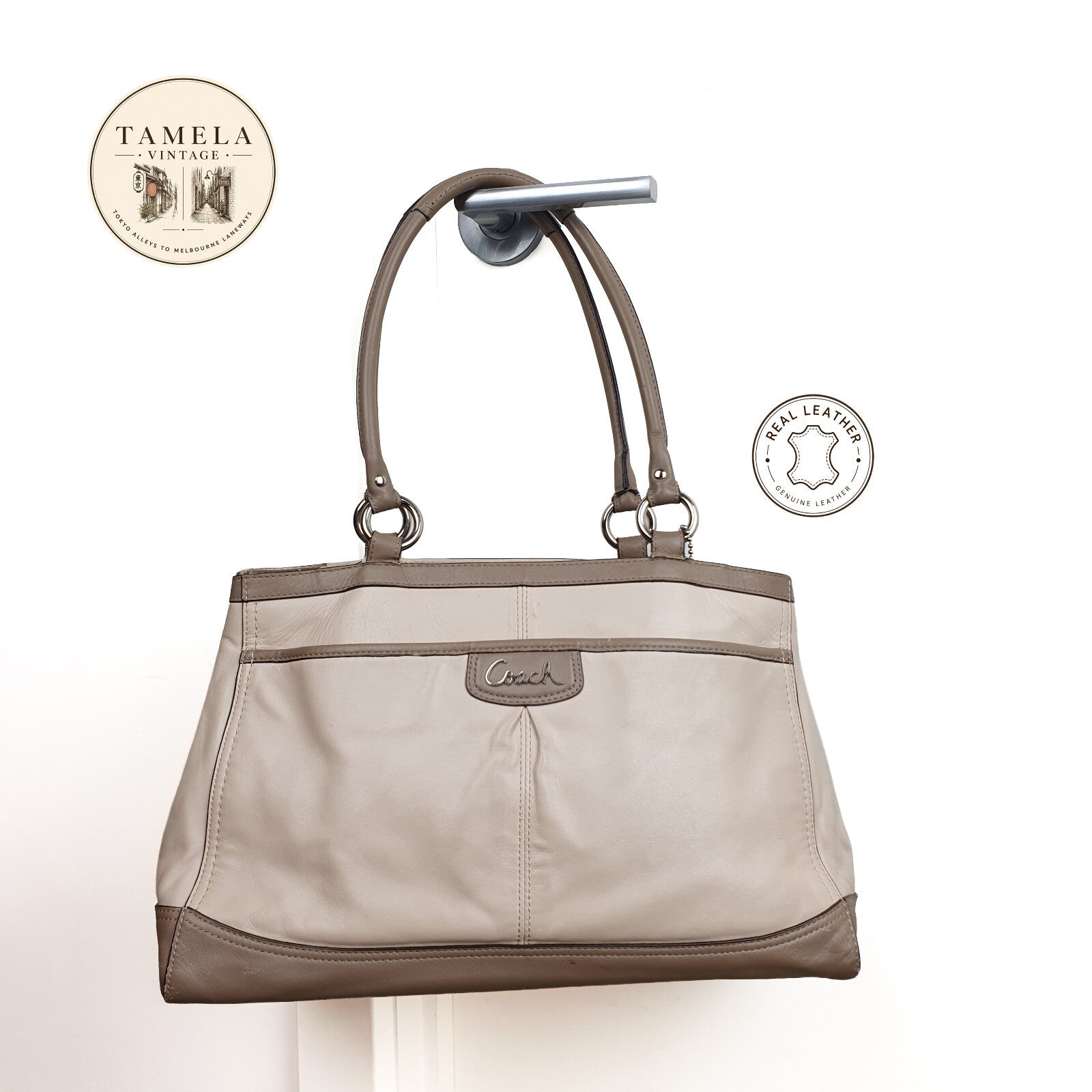 Authentic Coach Leather Carryall Tote Bag (F19728)