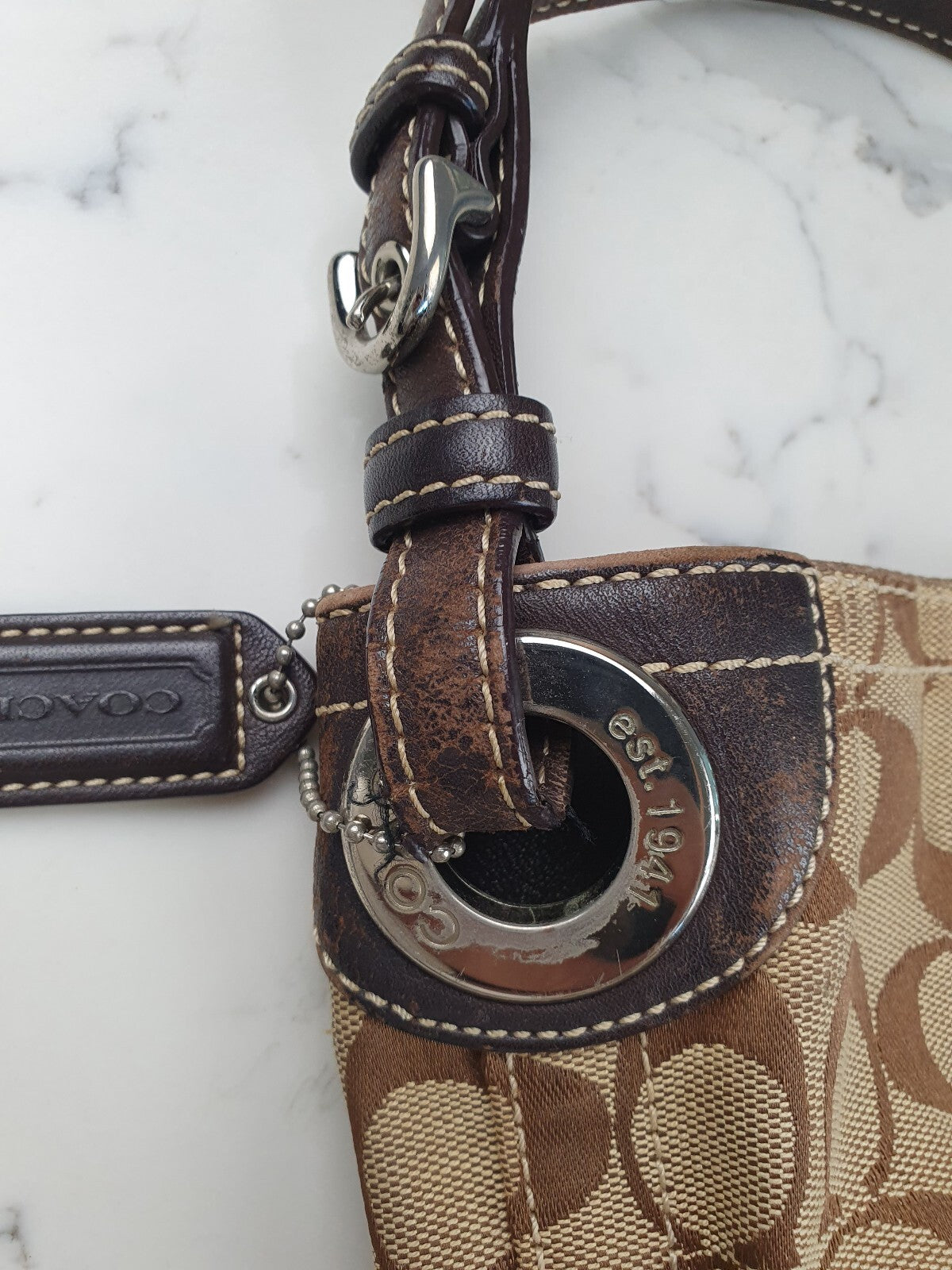 Coach Signature Canvas and Leather Shoulder Bag