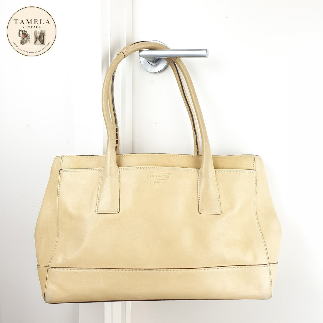 Coach Vintage Cream Leather Tote Bag