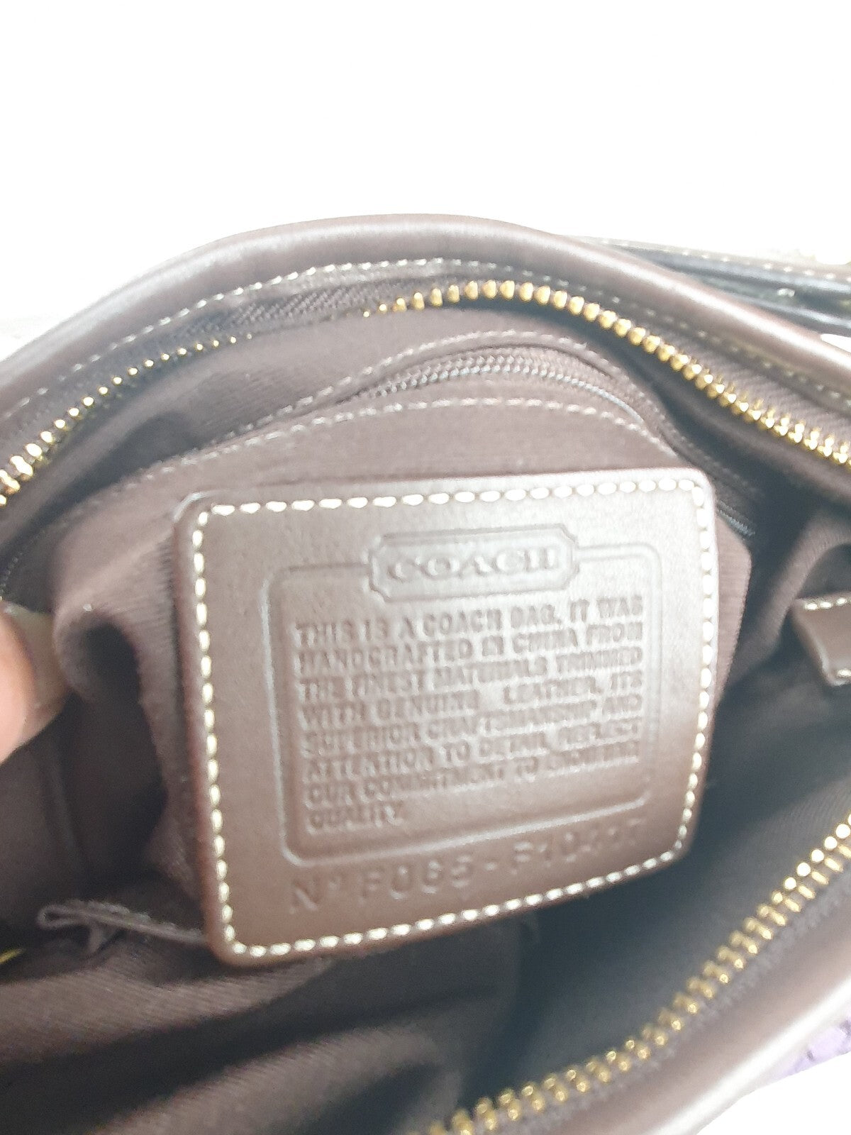 Coach Purple Signature Canvas and Brown Suede Shoulder Bag