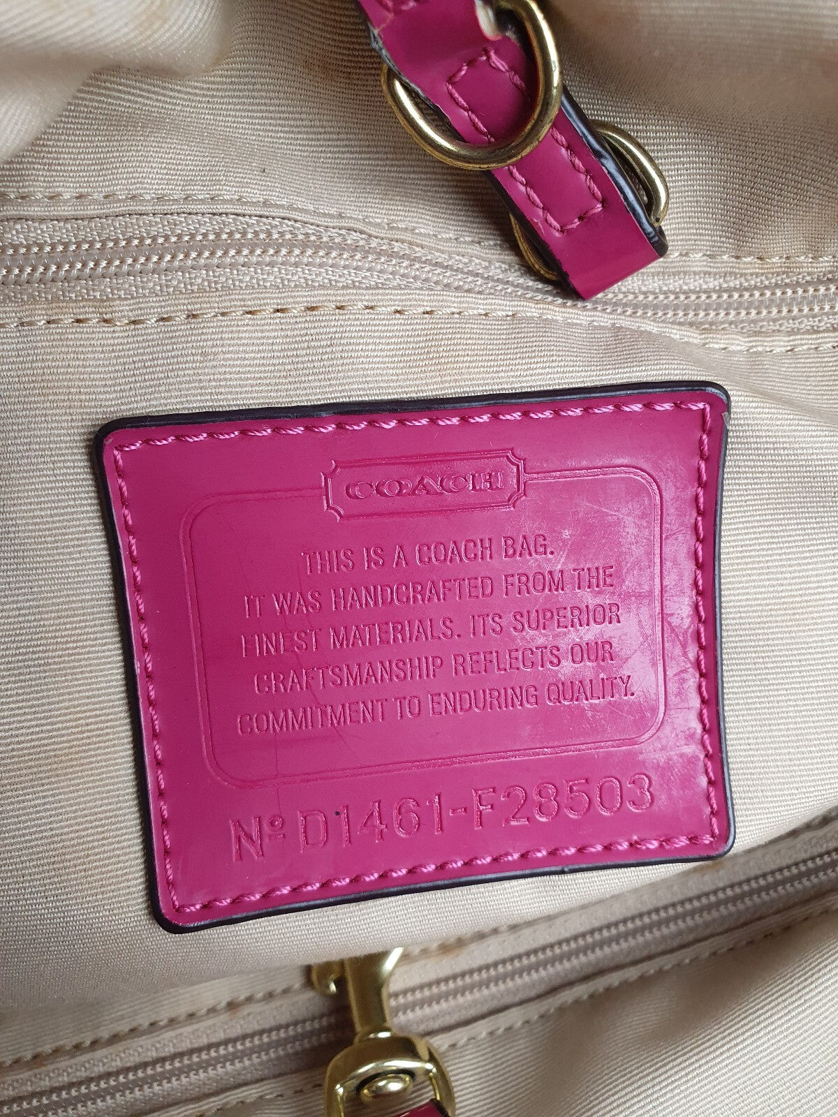 Coach Signature Canvas Tote Bag with Pink Leather Trim