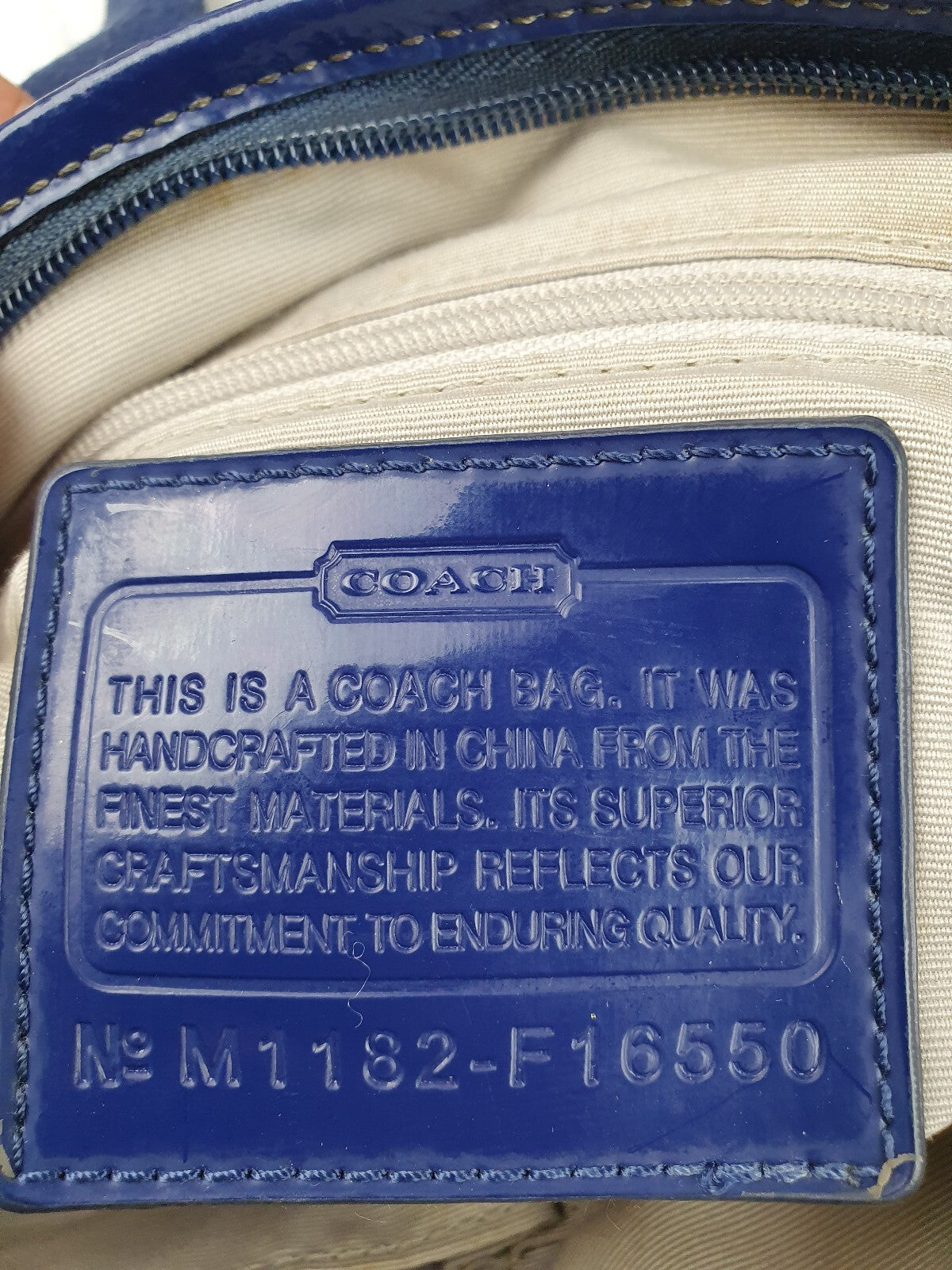 Coach Navy Blue Signature Jacquard Crossbody Bag