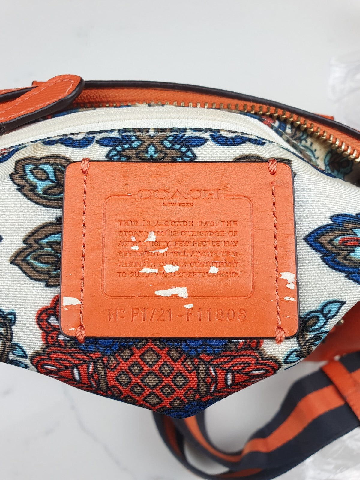 Coach Orange Leather Satchel Bag with Adjustable Strap