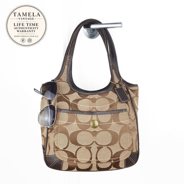 Coach Signature Canvas and Leather Shoulder Bag