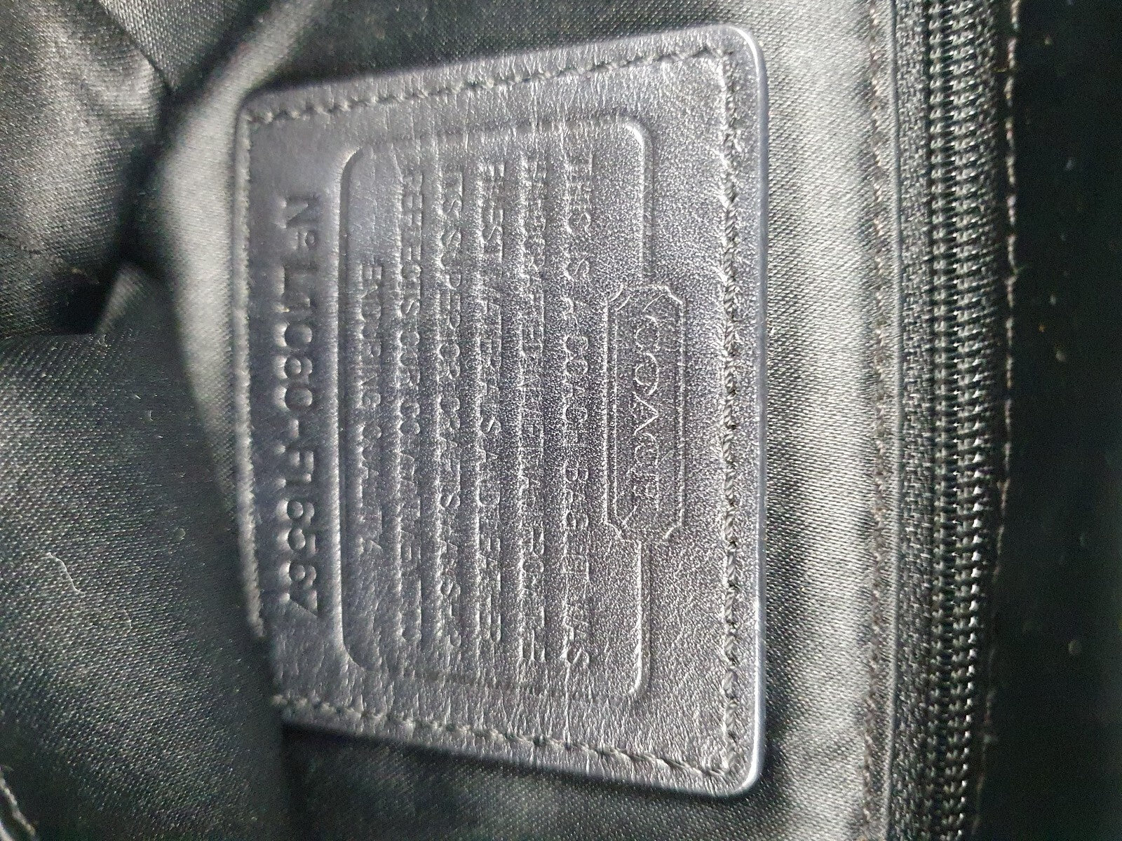 Vintage Coach Signature Print Shoulder Bag in Grey and Black