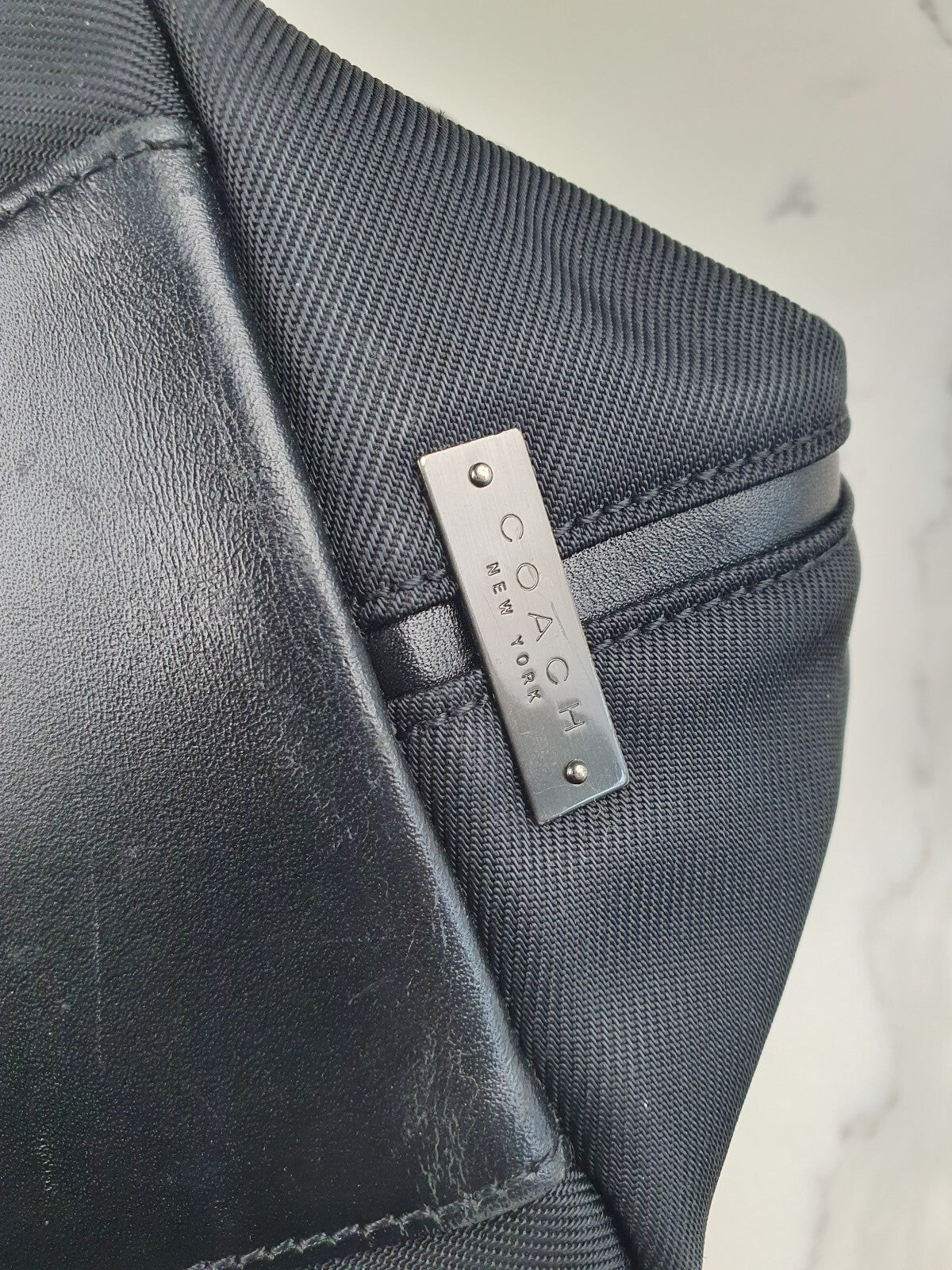 Vintage Coach Black Nylon and Leather Shoulder Bag