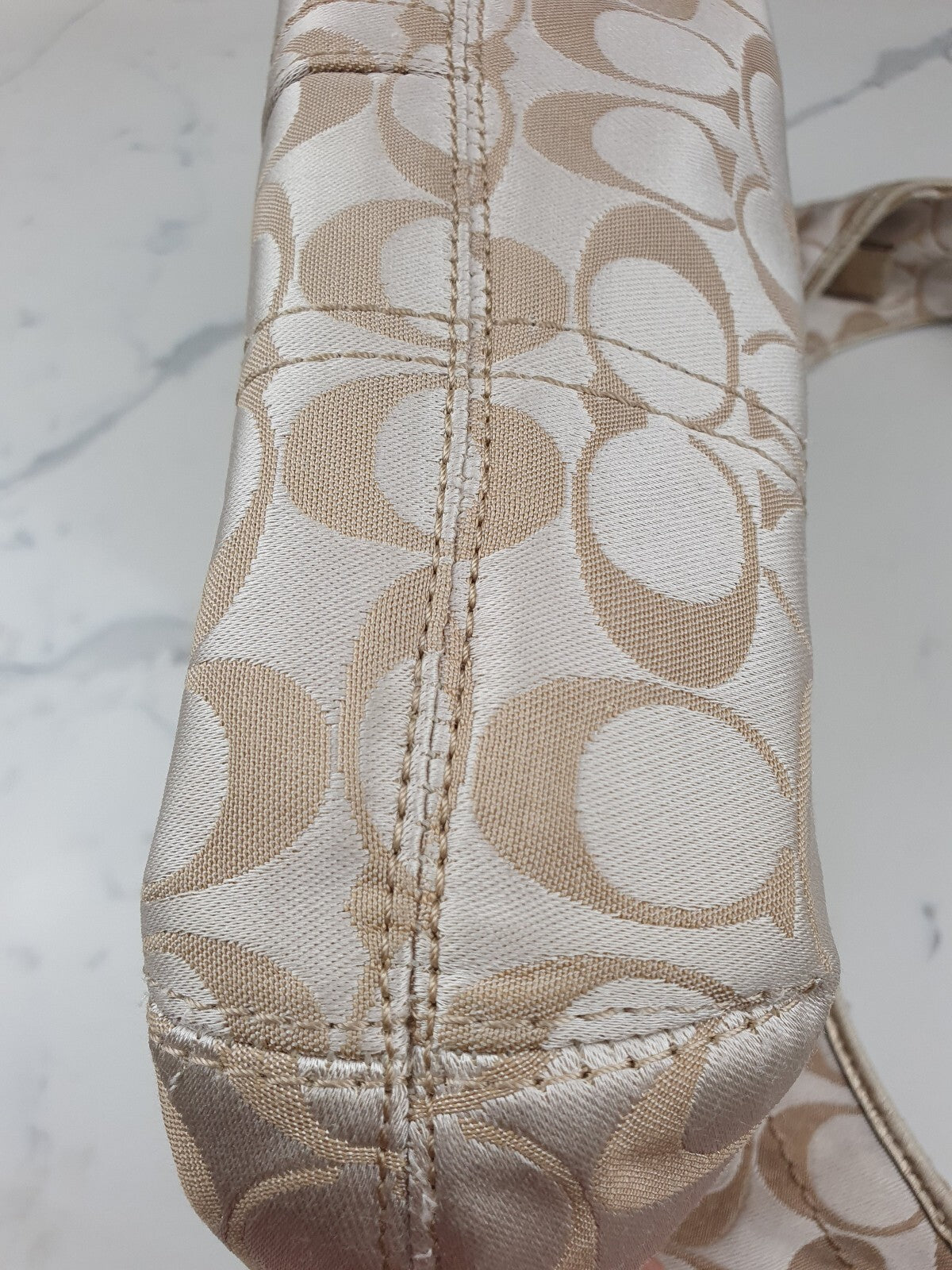 Coach Signature Canvas Shoulder Bag with Floral Appliqué