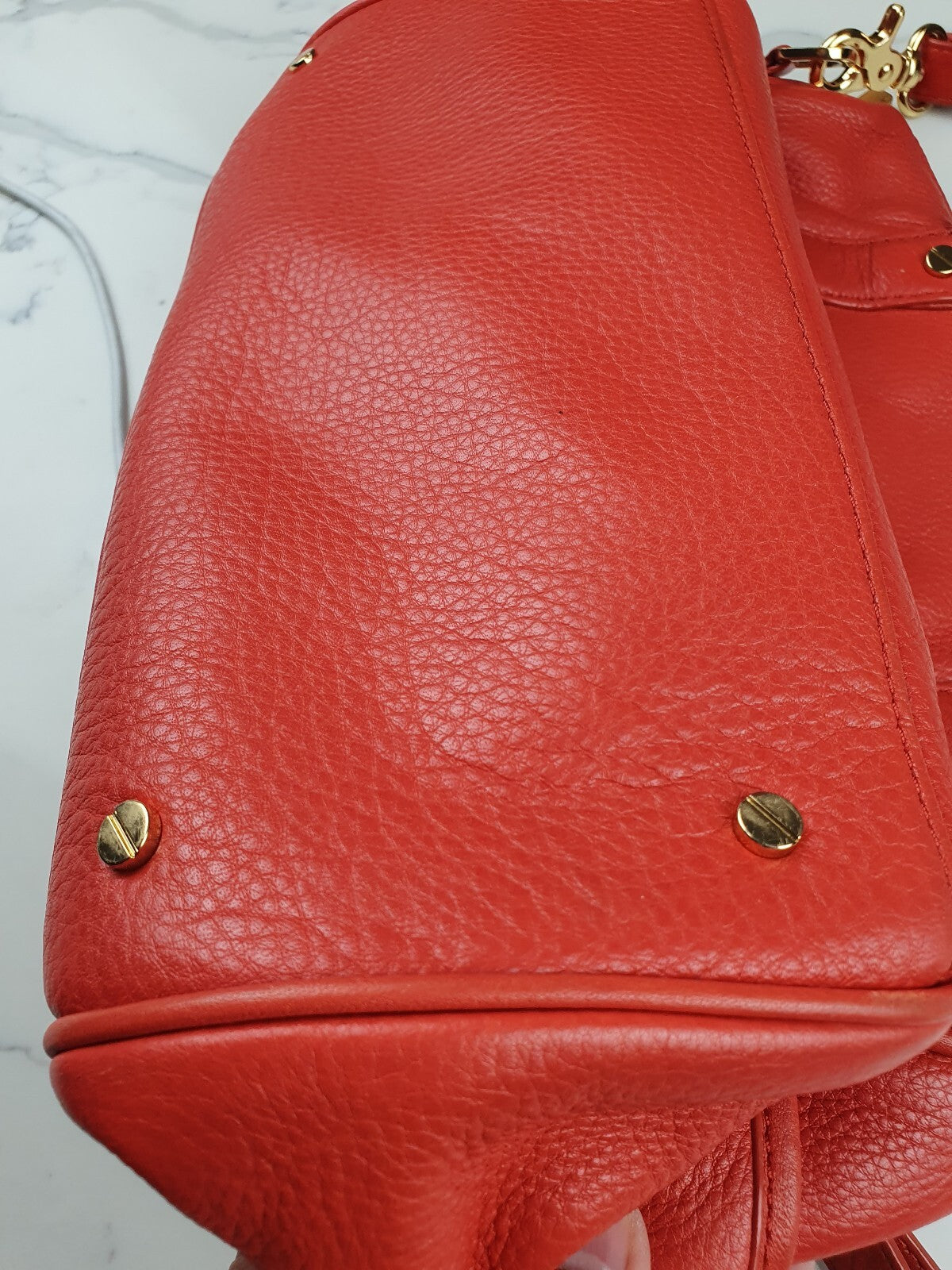 Tory Burch Orange Leather Satchel Bag with Gold Hardware