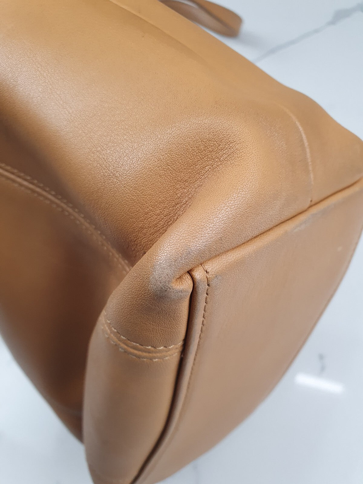 Coach Tan Leather Tote Bag with Shoulder Straps