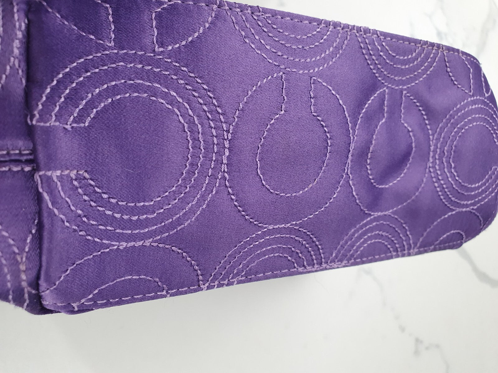 Coach Purple Quilted Nylon Shoulder Bag with Leather Strap