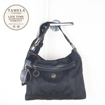 Coach Vintage Black Signature Nylon Shoulder Bag