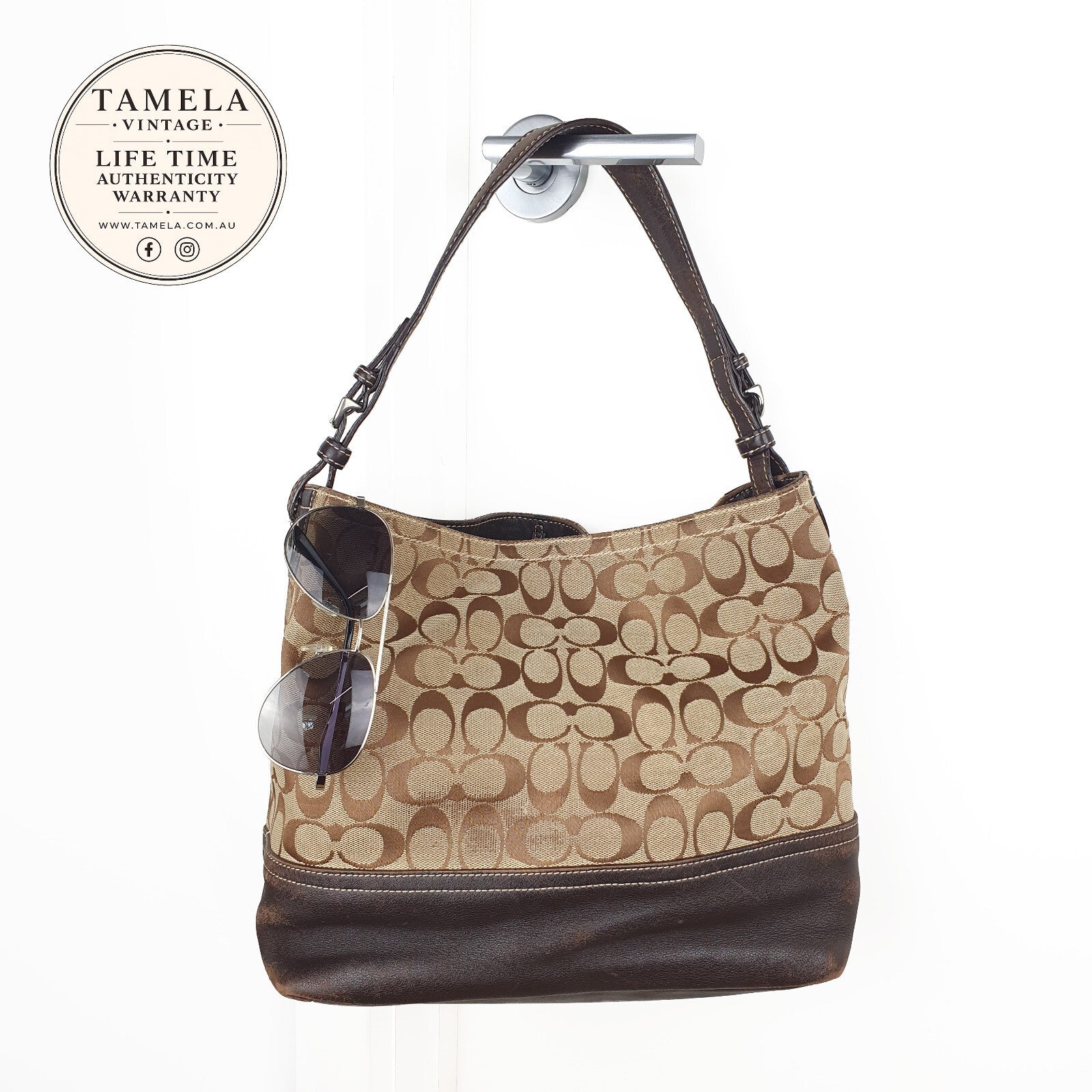 Coach Signature Canvas and Leather Shoulder Bag