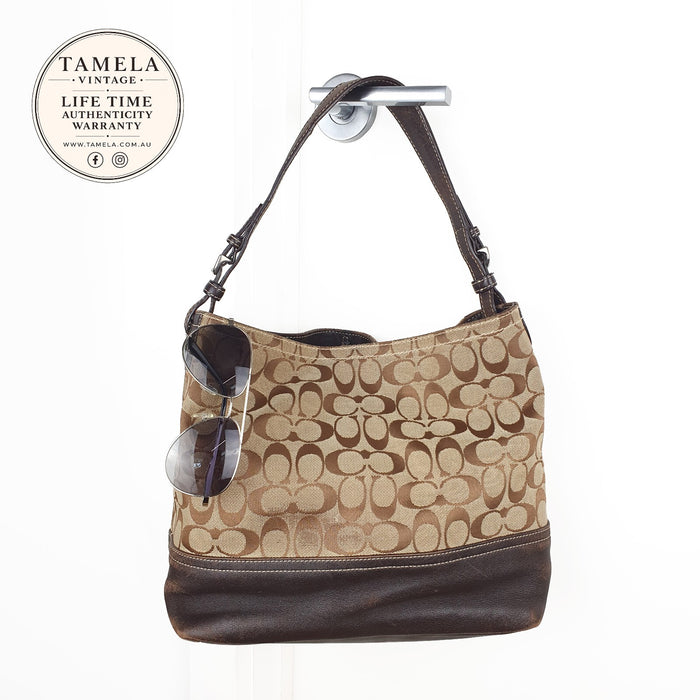Coach Signature Canvas and Leather Shoulder Bag