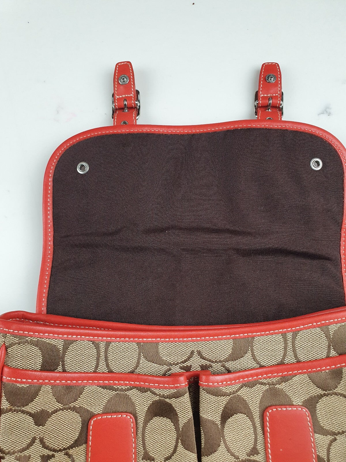 Vintage Coach Signature Canvas and Leather Shoulder Bag