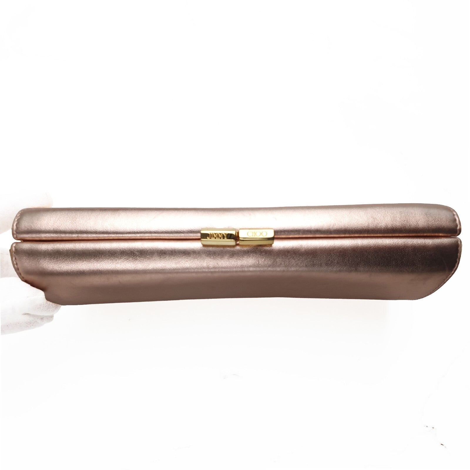 Jimmy Choo Metallic Rose Gold Clutch Bag