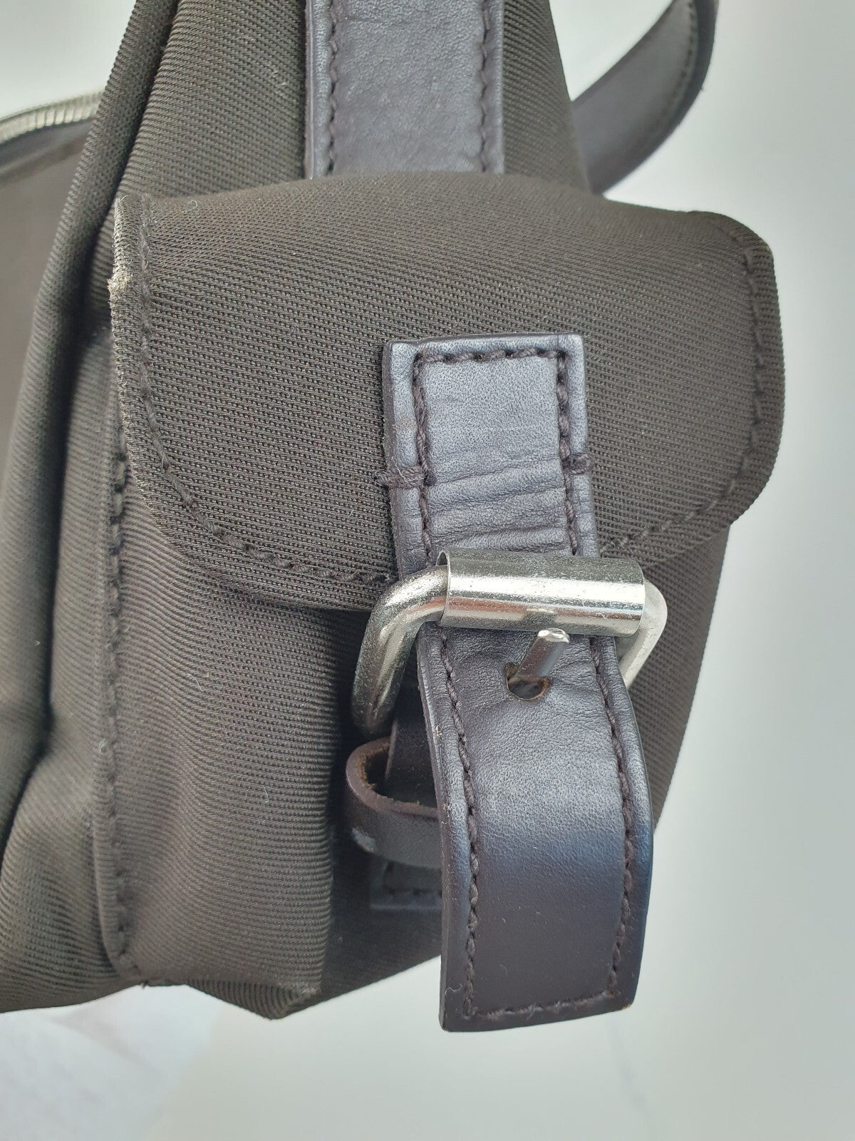 Banana Republic Dark Brown Nylon and Leather Small Shoulder Bag