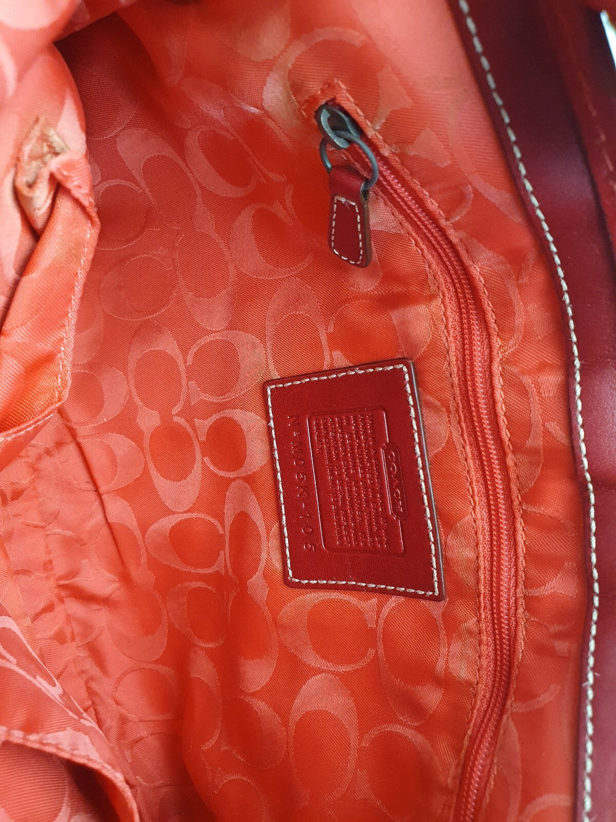Coach Vintage Red Leather and Straw Shoulder Bag