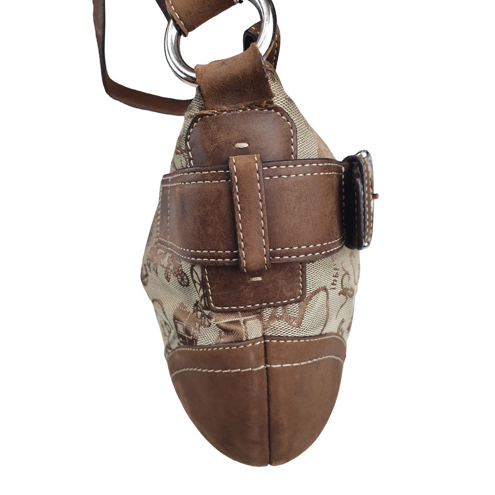 Coach Vintage Brown Leather and Canvas Shoulder Bag