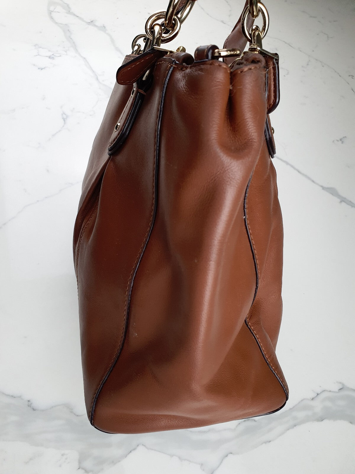 Coach Brown Leather Handbag with Gold Hardware