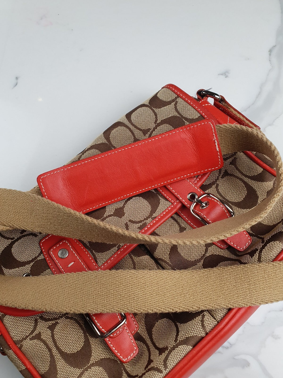 Vintage Coach Signature Canvas and Leather Shoulder Bag