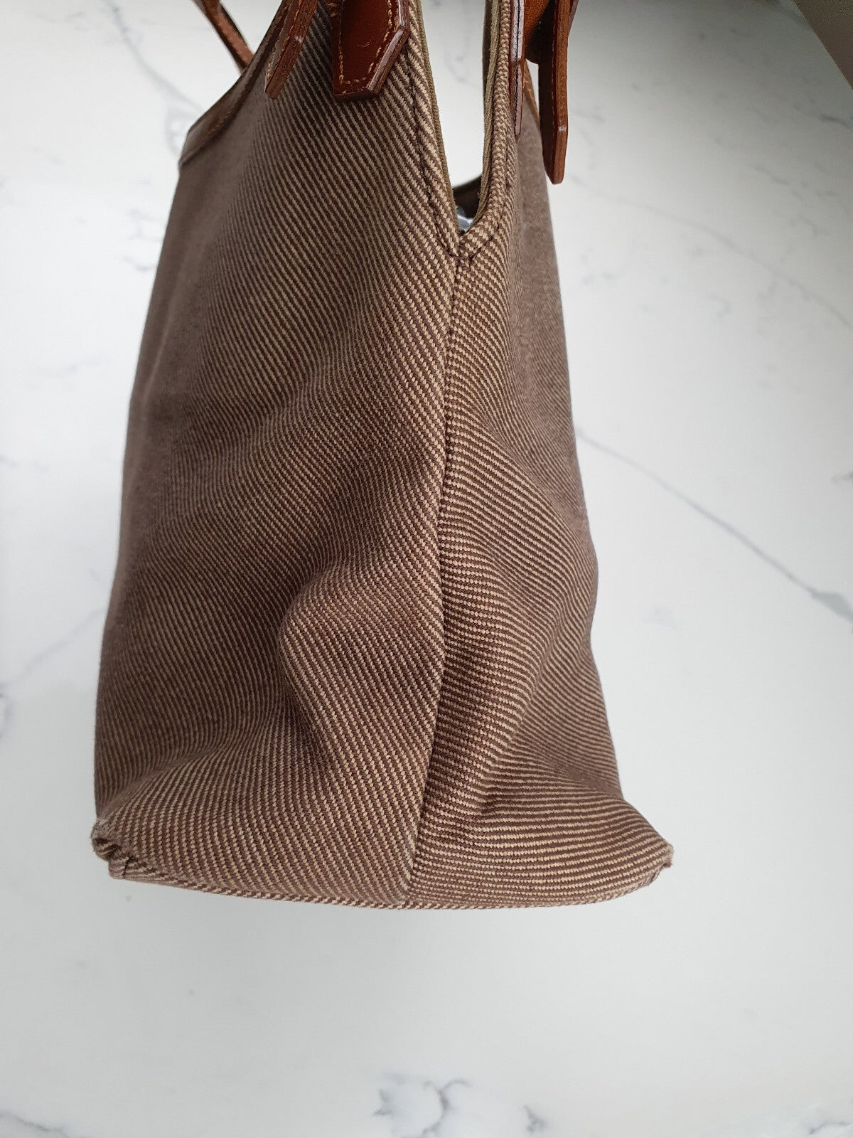 Burberry London Blue Label Brown Canvas and Leather Hobo Shoulder Bag
