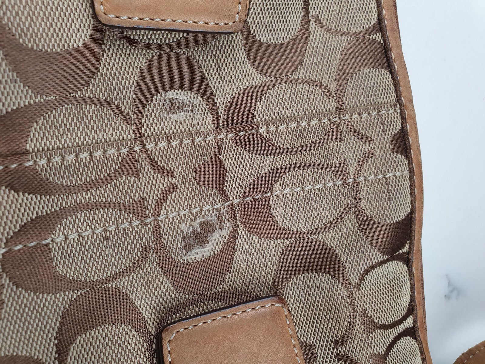 Authentic Coach Signature Canvas and Leather Shoulder Bag