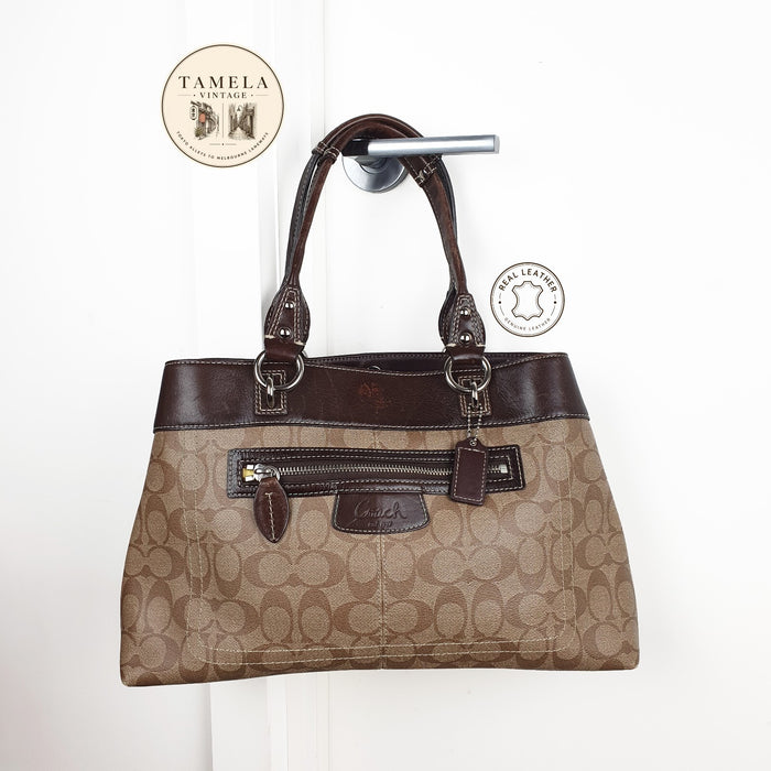 Coach Signature Canvas and Leather Tote Bag